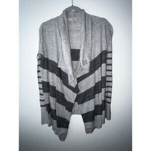 Loft Gray Stripe Draped Cardigan Sz Small